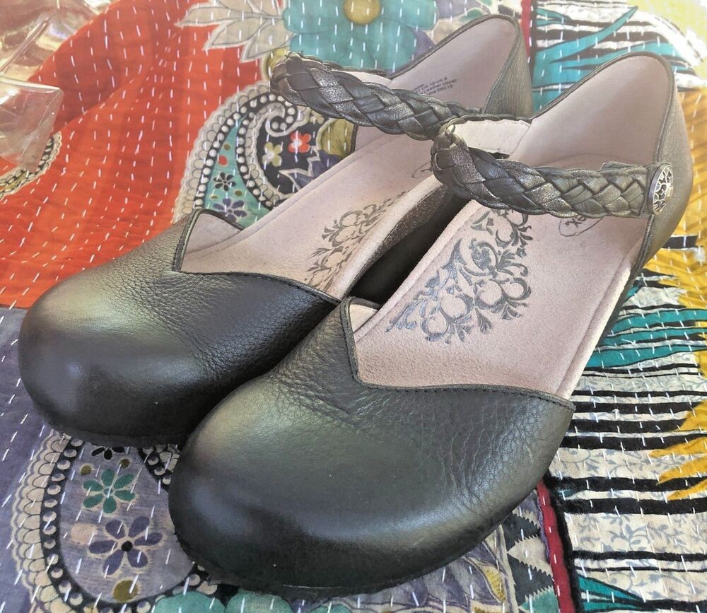 NEW Aetrex Mia Black Mary Jane Wedge Pumps Braided Strap Size 10 Orthotic Shoe